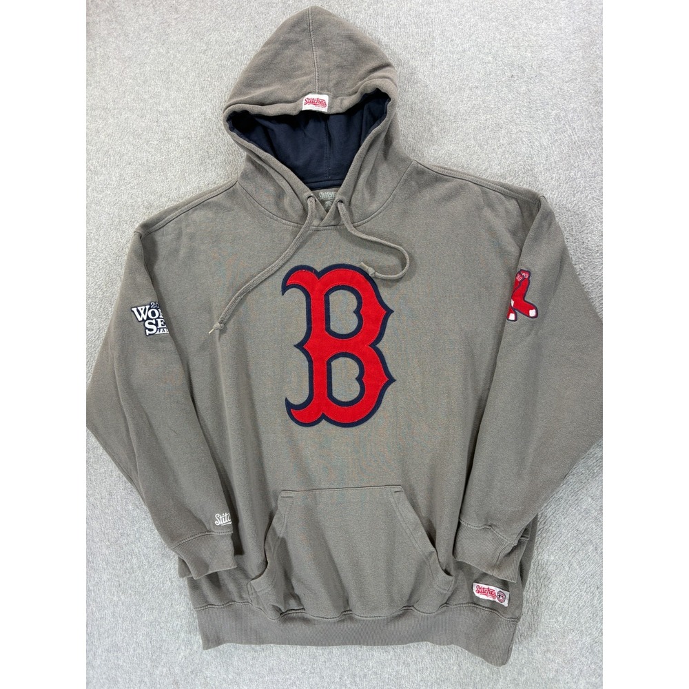 Boston Red Sox Stitched Logo Stadium Hoodie Sweatshirt (Men's XL) Gray